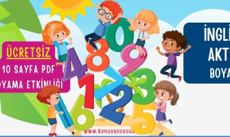 Çocuklar için İngilizce Sayı Aktiviteleri Boyama Kitabı